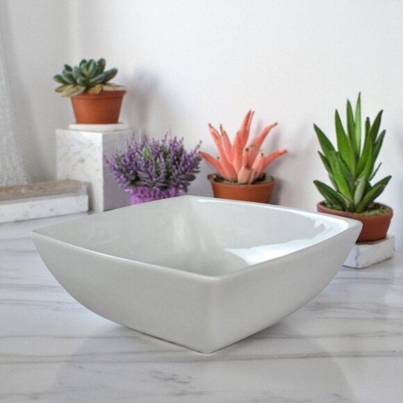 Set of 2 Over and Back White Porcelain Maison Square Cereal Bowls 6 1/4"… - Picture 9 of 9